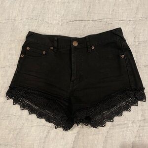 Free People Black Jean Lace Trim Shorts size 25